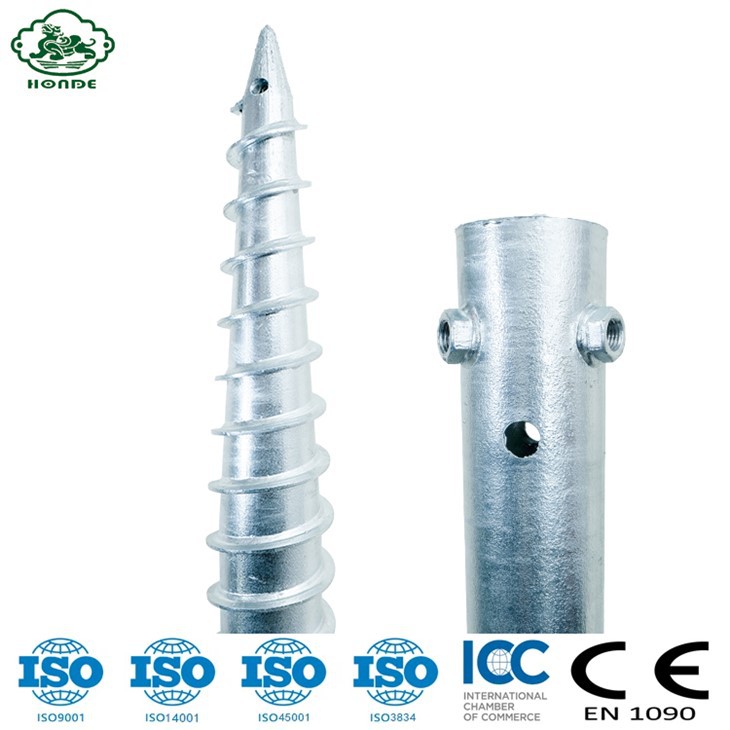 Q235/355 Galvanized Ground Screw Screw Helical Pile For Solar Energy System
